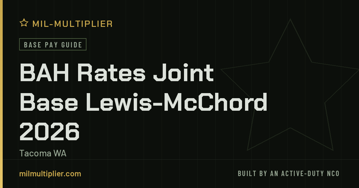 Jblm Wo2 Bah BAH Rates Joint Base Lewis-McChord 2026 | Tacoma WA